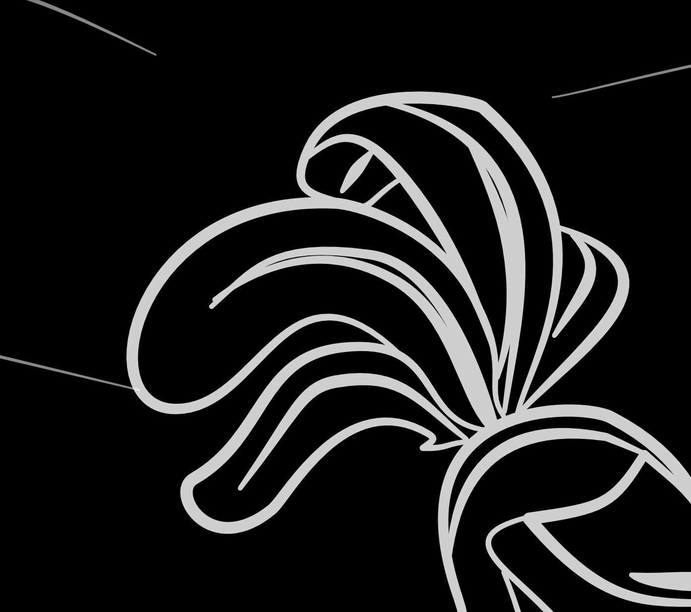 Close-up of the helmet plume linework, showing the initial simple feather shape drawn in Affinity Designer