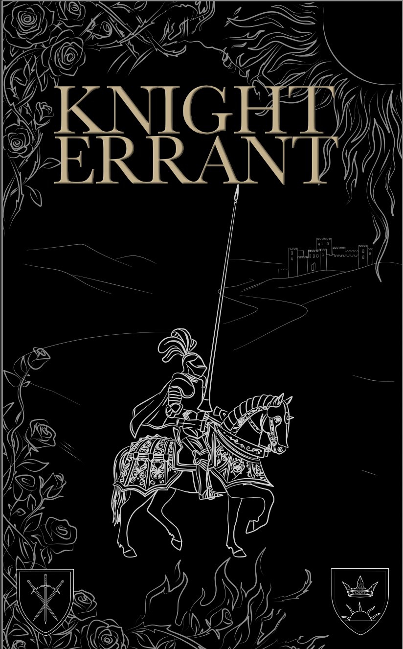 Iteration with the lance angled vertically upward, knight scaled smaller to show more landscape