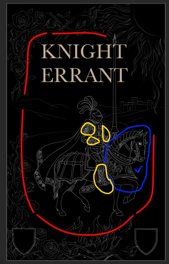 Author feedback annotations on the cover in red, blue and yellow circles marking areas to change