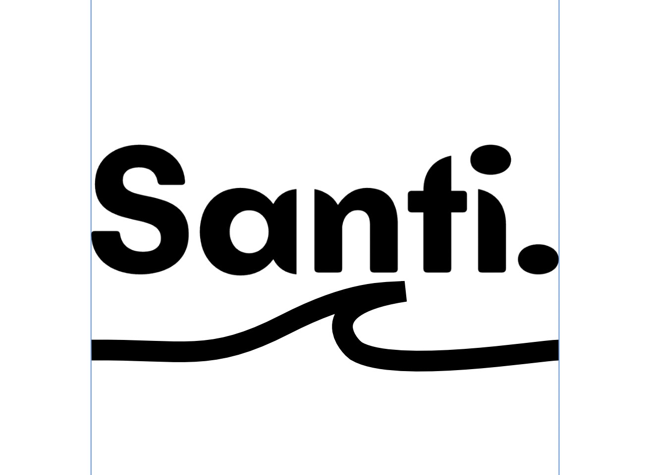 Stage 4: the wave line is made thicker to see if more visual weight improves the relationship with the heavy wordmark above.