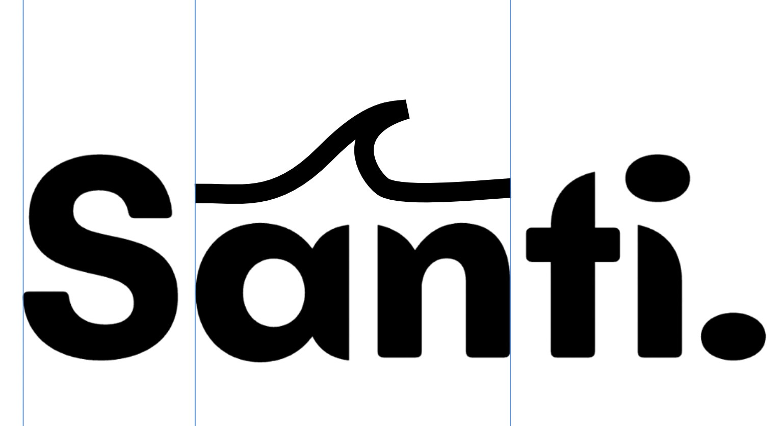 Stage 6: the wave moves to sit above just the central letters 'an', tucked into the middle of the word rather than spanning the full width.